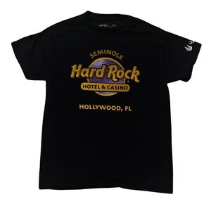 Hard Rock Unisex Cafe Black and Gold Tee Medium